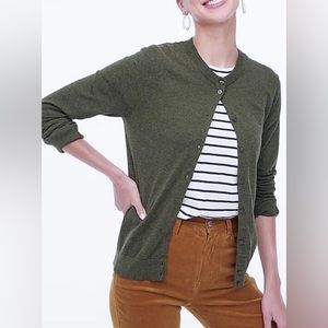J. Crew green cotton cardigan sweater